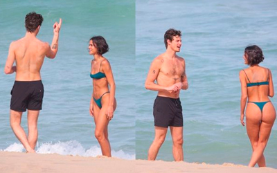 Bruna Marquezine e Shawn Mendes são flagrados em clima de romance em praia do Rio