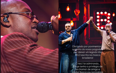 Após dividir palco com Belo, Thiaguinho o agradece por ter pavimentado caminho do pagode